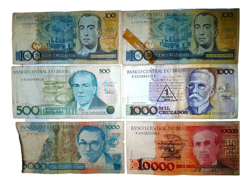 Brasil 6 Billetes Distintos Valores De Cruzados. Descripción (Usado)