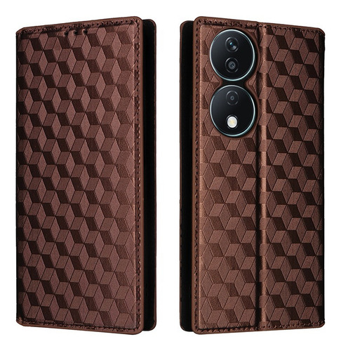 ~ For Honor X7b Cubic Patterned Pu Wallet Card Holder Case
