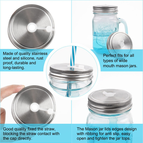 Gv Tapa Con Orificio Para Popote Para Tarro Mason Jar 90mm