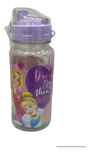 Botella Escolar Princesas 500 Ml Para Nena Flip Top Plástica