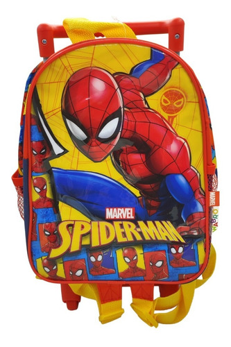 Mochila Con Carro Spiderman De 12 Pulgadas (31201) Color Azul y roja 31201