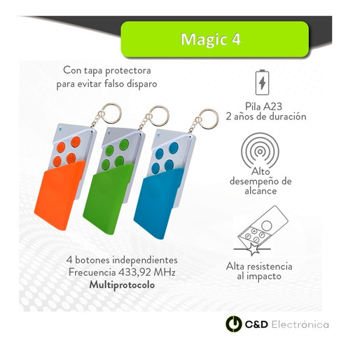 Control Remoto Magic4 Hexacom Alcance 200m 4 Canales