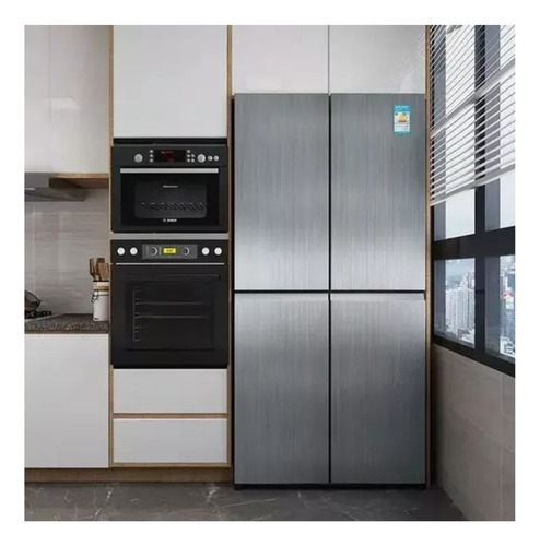 Vinil Adesivo Aço Inox Escovado Envelopar Fogão 2mts X 50cms Cor Prata Aço Escovado