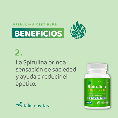 Imagen 3 de 9 de Plan 90 Días Bajar De Peso Spirulina Premium Vitalis Navitas
