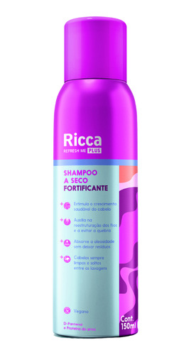 Shampoo A Seco Fortificante Para Cabelos Oleosos Ricca 150ml