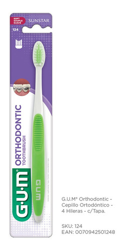 Gum Orthodontic - Cepillo Ortodóntico Con Tapa - 4 Hileras 