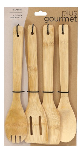 Set De Utensilios De Cocina Madera Bamboo X 4