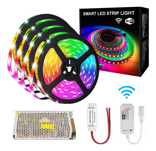 Kit 20 Mtr Tira De Luces Led Rgb 5050 5 Metros Exterior Wifi Rgb