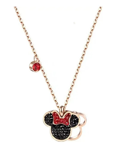 Collar Cadena Para Niña Minnie Mouse Oro Rosa Con Cofre