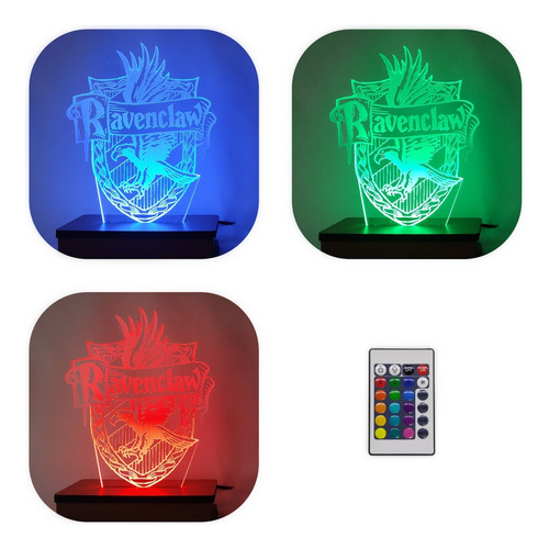 Lámpara Led 3d Harry Potter Ravenclaw 16 Colores Control Rem