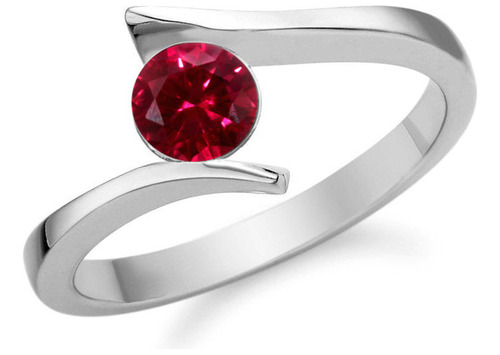 Anillo Plata Maciza Certificada Rojo Rubí Swarosvki Rbl