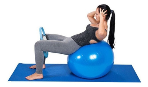 Kit Yoga Pilates Funcional Anel Tapete E Bola Suíça
