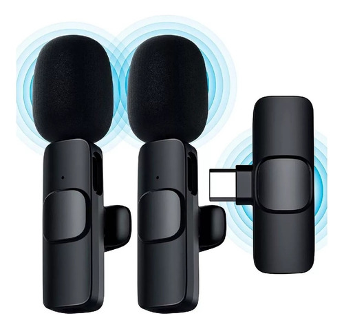 2 Micrófonos Inalámbricos Lavalier Para Celular Usb Tipo C