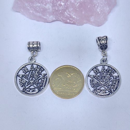 Imagen 6 de 6 de Tetragramaton Con Cadena Acero Pentagrama Plata Tibetana