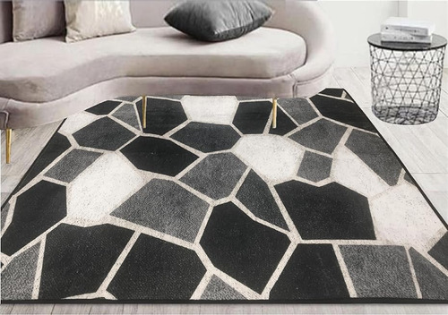 Alfombra Terciopelo Con Diseño Geometrico Piedra Rustica 2 X