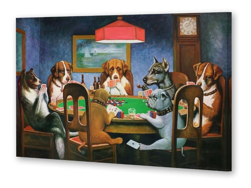Cuadro 60x90cm Perros Jugando Cartas Poker Dibujo Fun Juego