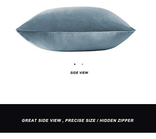 Funda De Almohada Decorativa 60x60 Cm Terciopelo Gris Y Azul