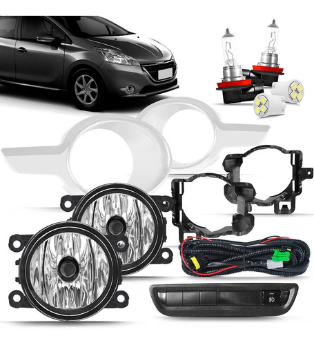 Kit Farol De Milha Peugeot 208 2013 2014 Botão Original