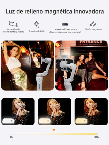 Gimbal Estabilizador Para Celular En 3 Ejes Plegable Bluetooth Koscheal L7b Pro Con Luz Magnética Led Potente Función Antivibración Conectar La App Para Utilizarla Para Grabación De Vídeo