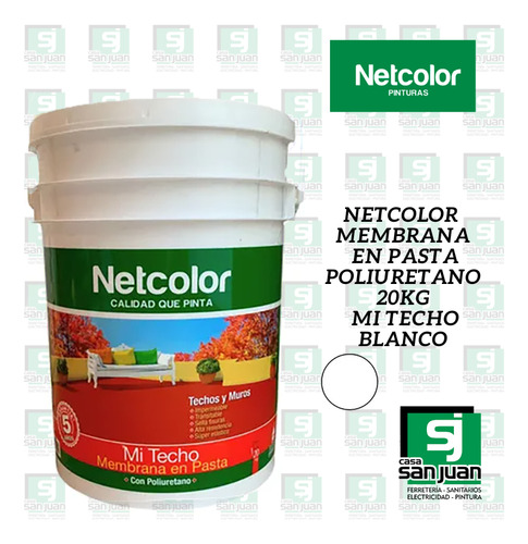 Membrana En Pasta Mi Techo Netcolor Con Poliuretano X 20 Kg Blanco Mate
