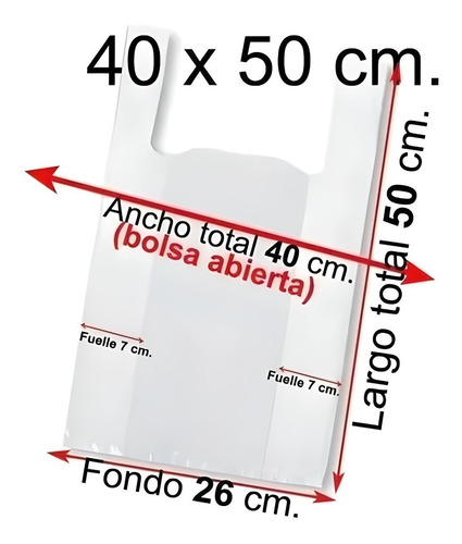 Imagen 6 de 7 de Bolsas Plásticas Tipo Camiseta - 40x50 - 100 Unidades