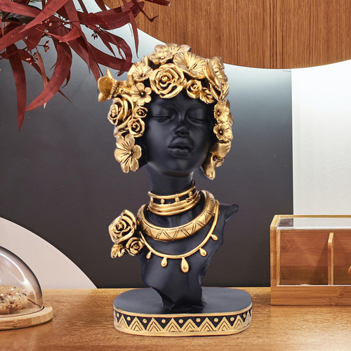 Estatua De Mujer Africana, Escultura Estilo A Negro