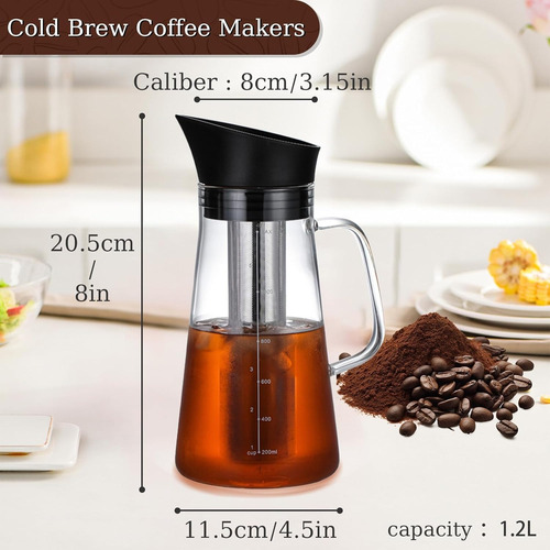 1.2l Cafetera Cold Brew Vidrio Primera Calidad Tetera Helada