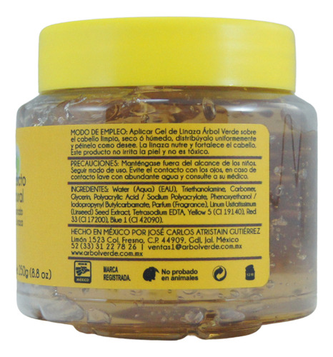 Gel Para Peinar Árbol Verde Linaza 250g
