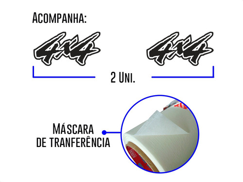 Imagem 5 de 5 de Par De Adesivos 4x4 Universal Hilux Ranger Troller Jeep S10