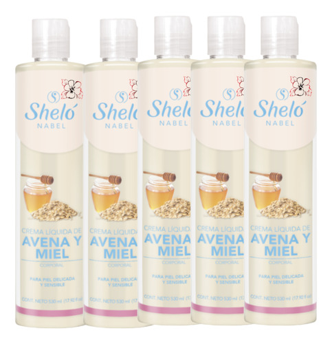  Crema Liquida De Avena Y Miel Shelo Nabel® 530ml. 5 Piezas