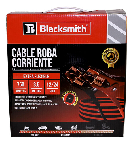 Cable Puente Bateria 750 Amp 3,5 Mts De Largo Roba Corriente