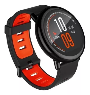 Smartwatch Amazfit Sport Pace 1.34" caja de policarbonato negra, malla negra y roja de silicona y bisel negro de cerámica A1612