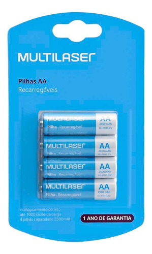 Pilas Aa Recargables X4 2500mah Multilaser Fx