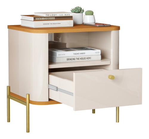 Mesa De Cabeceira Tucupí Slim Off Nature Dourado Jb Bechara