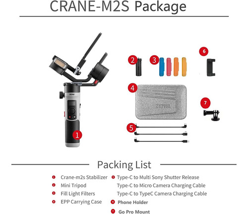 Gimbal Zhiyun Crane M2s Con Estabilizador De 3 Ejes Go Pro M