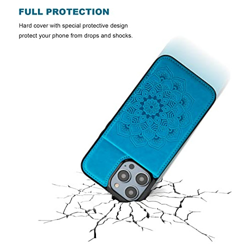 Funda Cartera Para iPhone 14 Pro Max Azul Premium Pu L-024