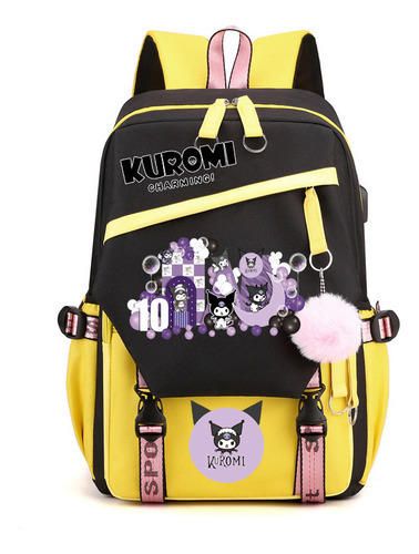 Mochila Escolar Kuromi Melody Peripheral De Gran Capacidad 1 Color Yellow 2023 10th Anniversary