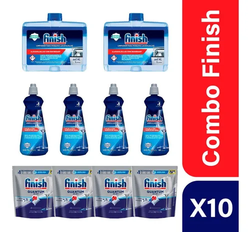Combo Finish Tabs Quantum + Abrillantador + Limpiamaquinas