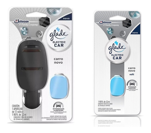 Glade Electric Car 1 Aparelho + 2 Refil Aroma Carro Novo