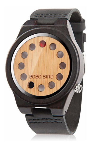 Reloj Hombre Bobo Bird Am-074 Cuarzo Pulso Negro En Cuero