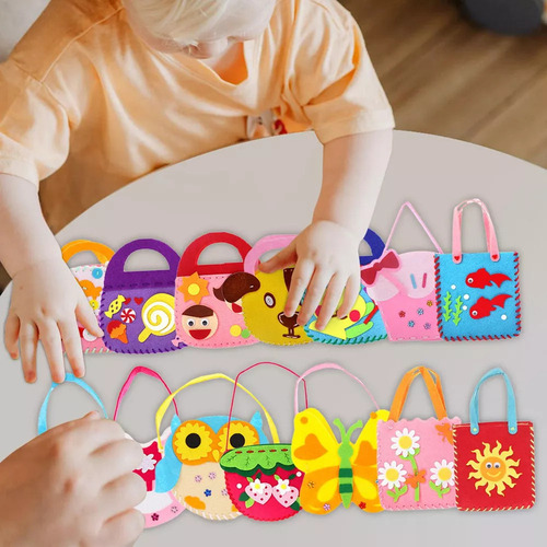 Kit De Costura De Bolsas De Fieltro Para Niños De 14 Piezas