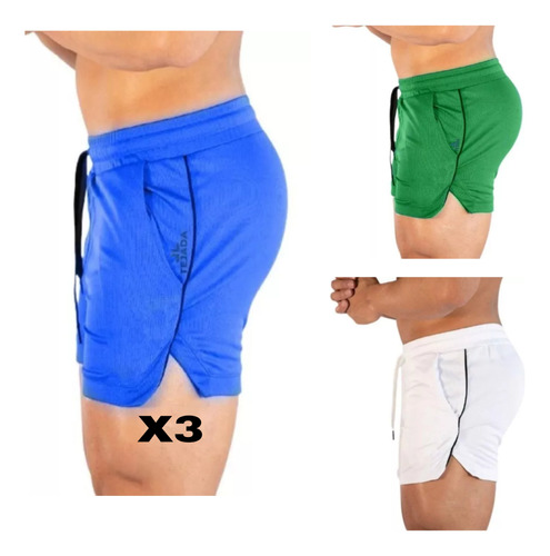 Pantaloneta, Short Gym, Abertura,  Promo X 3 Unades