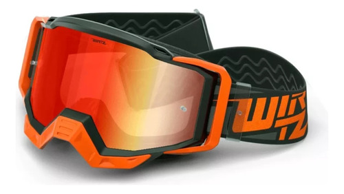 Antiparras Wirtz Elevate Antifog Moto Cross Espejadas Orange