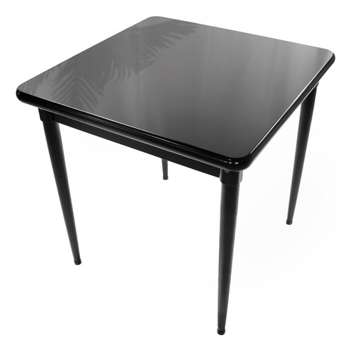Mesa Para Lanchonete De Madeira Maciça C/ 4 Lugares - Bebida Cor Preta Lacada - Liso