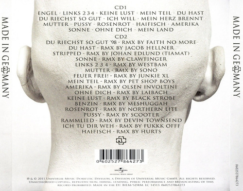 Imagen 2 de 2 de Rammstein Made In Germany 1995-2011 2 Cd Importado