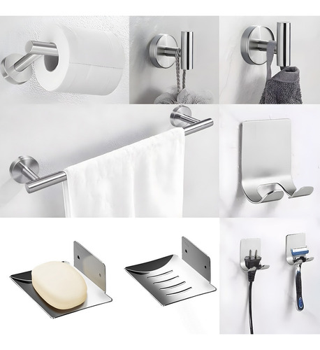 Juego De Accesorios Para Baño De 304 Acero Inoxidable 9 Pzs