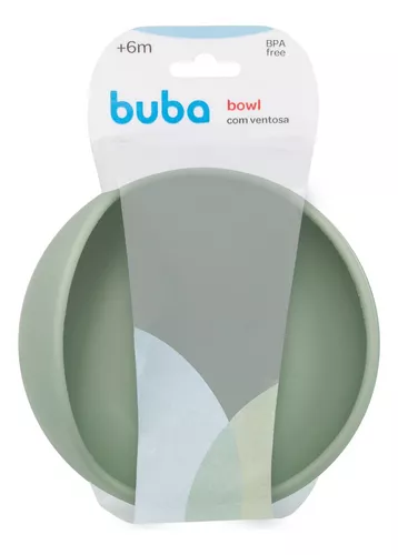 Kit Prato Bowl E Talheres Em Silicone E Bambu Blw Verde Buba