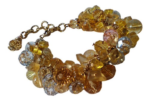 Pulsera De Citrino Y Cristal Enchapada En Oro