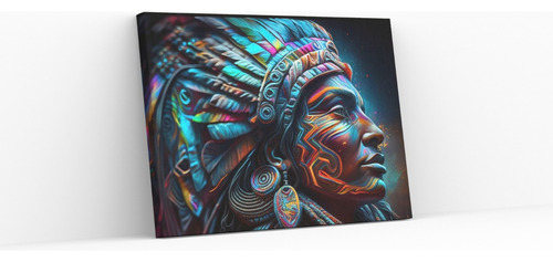 Cuadro Canvas Hombre Azteca Moderno Ideal Para Sala 70x105cm