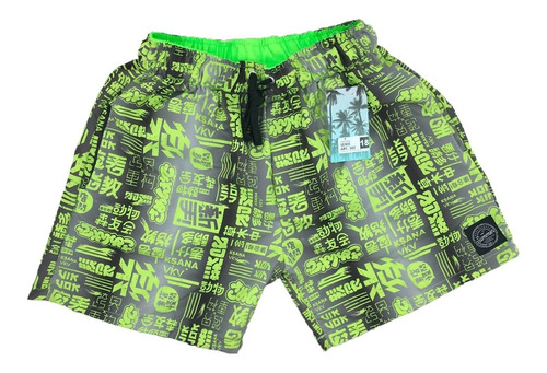 Short De Baño Vik Vok  Lifestyle Niño Letras Chn Verde Cli